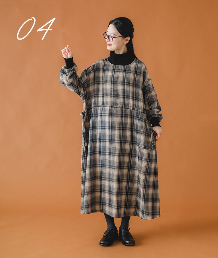 【 LUPILIEN 】起毛ネルタートルワンピース