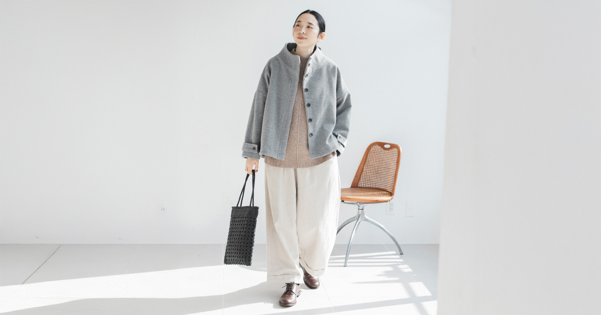 美品✨ 08Mab ウール混スタンドカラージャケット チャコール ショート F 軽やかに、凛と纏う【 08Mab 】別注｜ウール混スタンドカラーショート