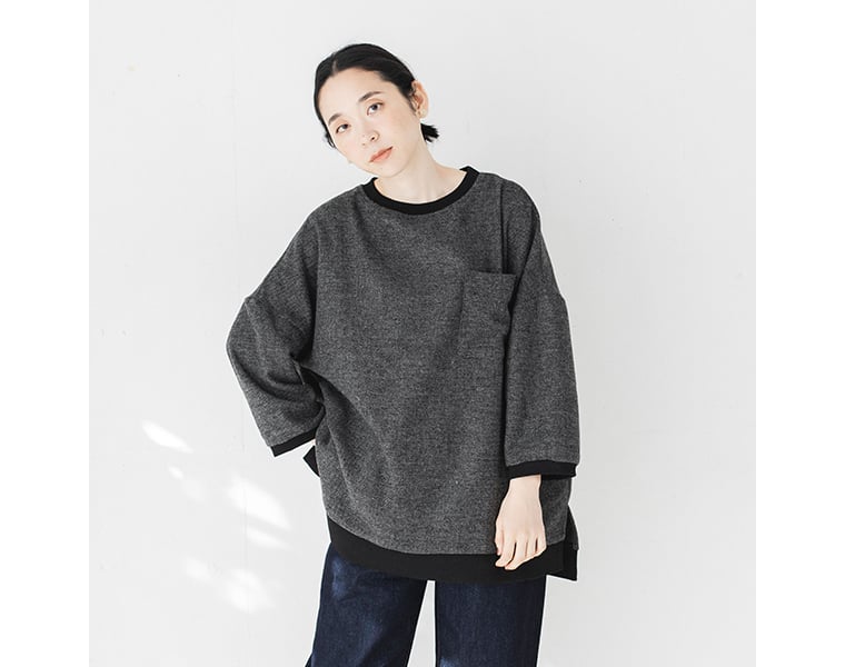 D*g*yのツイード素材リブチュニック（グレー）のゆとりあるシルエット