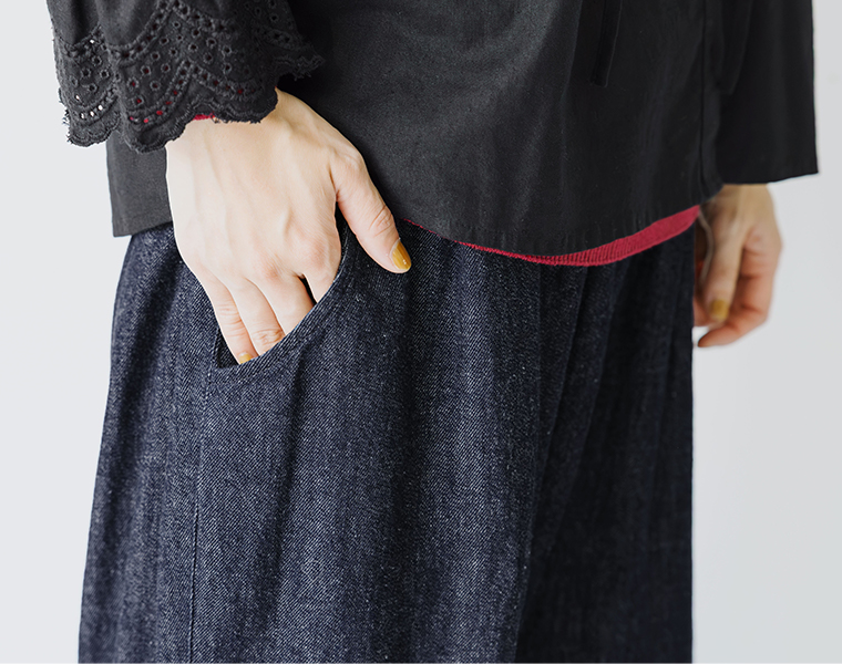 よくばりパンツ indigo ディテール｜使いやすいポケットと甘撚りデニム素材