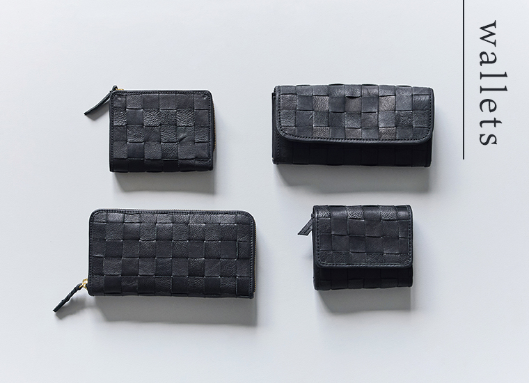 zuccheroのブラックシリーズのレザー財布4型を並べたイメージ