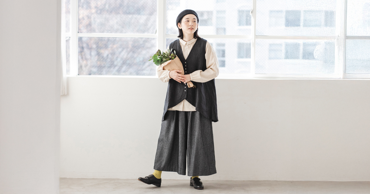 待望の再入荷【 08Mab 】コットンリネンデニムワイドパンツ