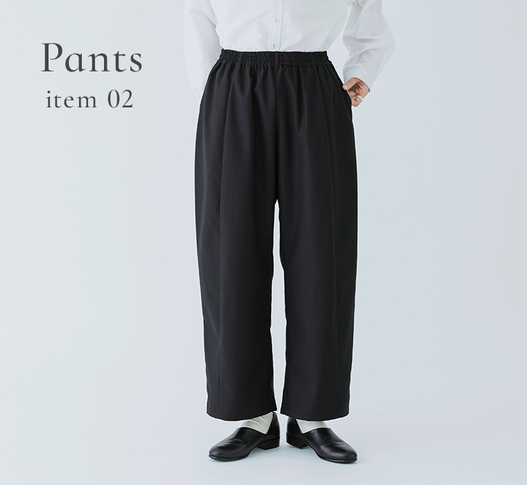 D*g*yのオケージョンパンツ。ウエストゴム仕様で快適な穿き心地のブラックフォーマルパンツ