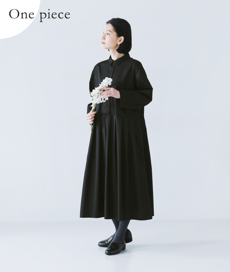 ブラックの長袖ワンピース　オケージョンやフォーマルに使えるレディースワンピース