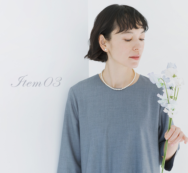 Pisceans パールネックレス グレーワンピース着用 フォーマル