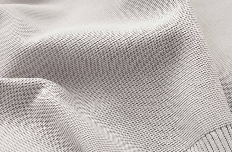 Bliss bunch ポリエステルニット変形ラグランカーディガン（オイスター）ポリエステルニット生地のアップ