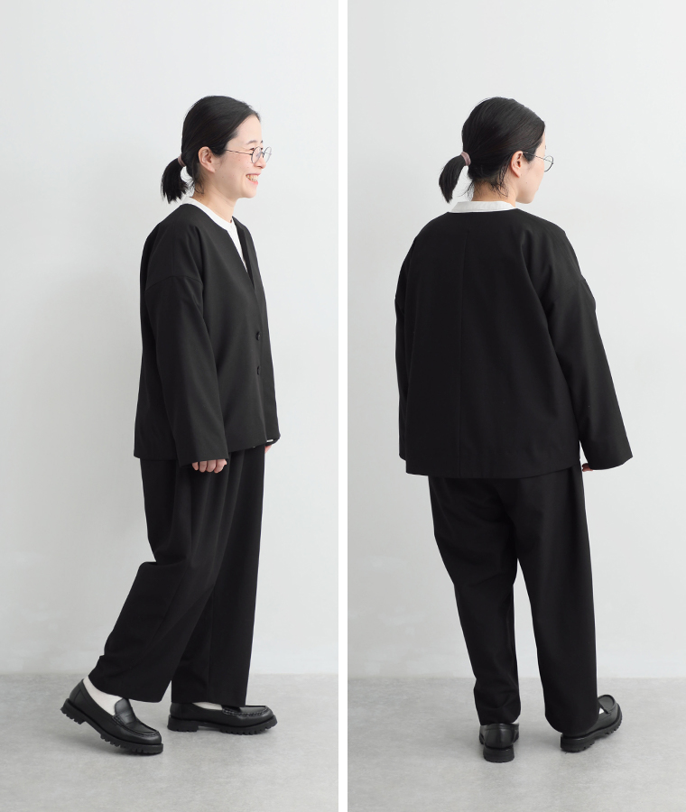 頼れる万能セットアップを身長149cmのスタッフが着用した横と後ろのカット