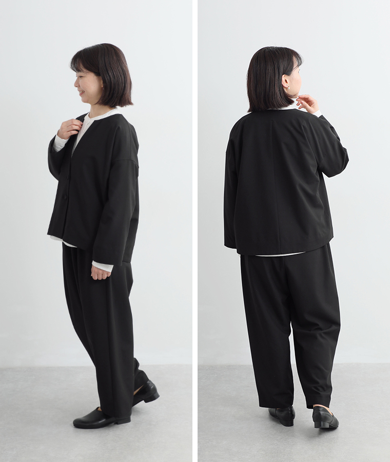 頼れる万能セットアップを身長158cmのスタッフが着用した横と後ろのカット