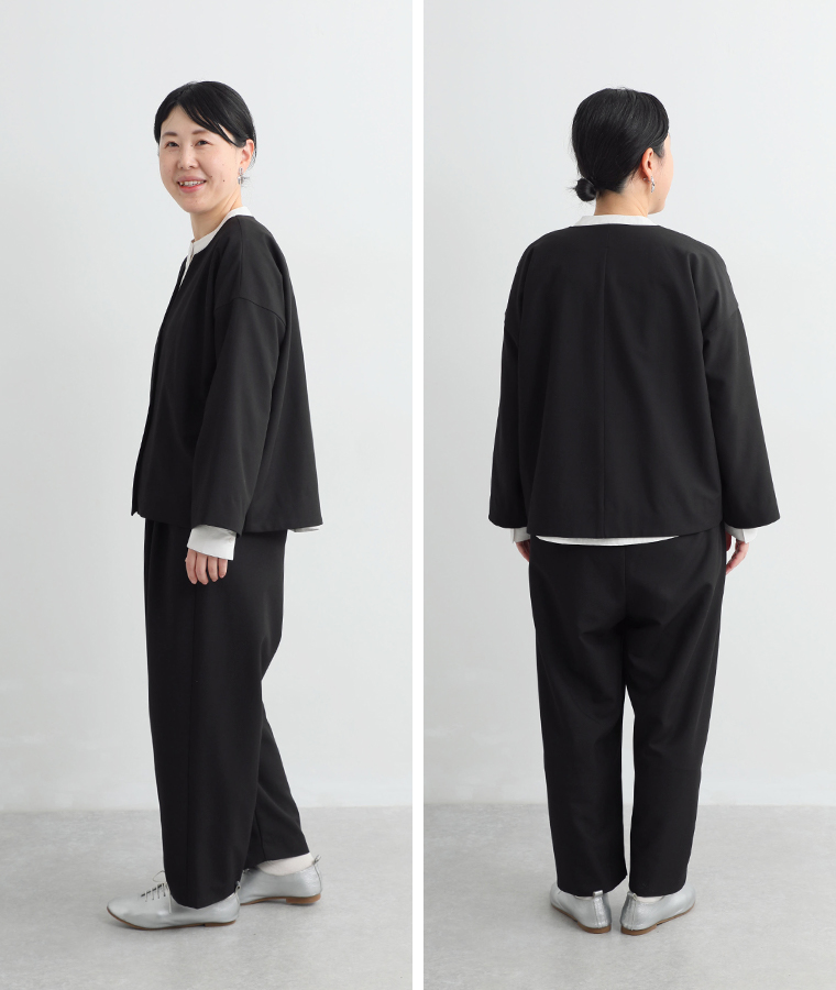頼れる万能セットアップを身長162cmのスタッフが着用した横と後ろのカット