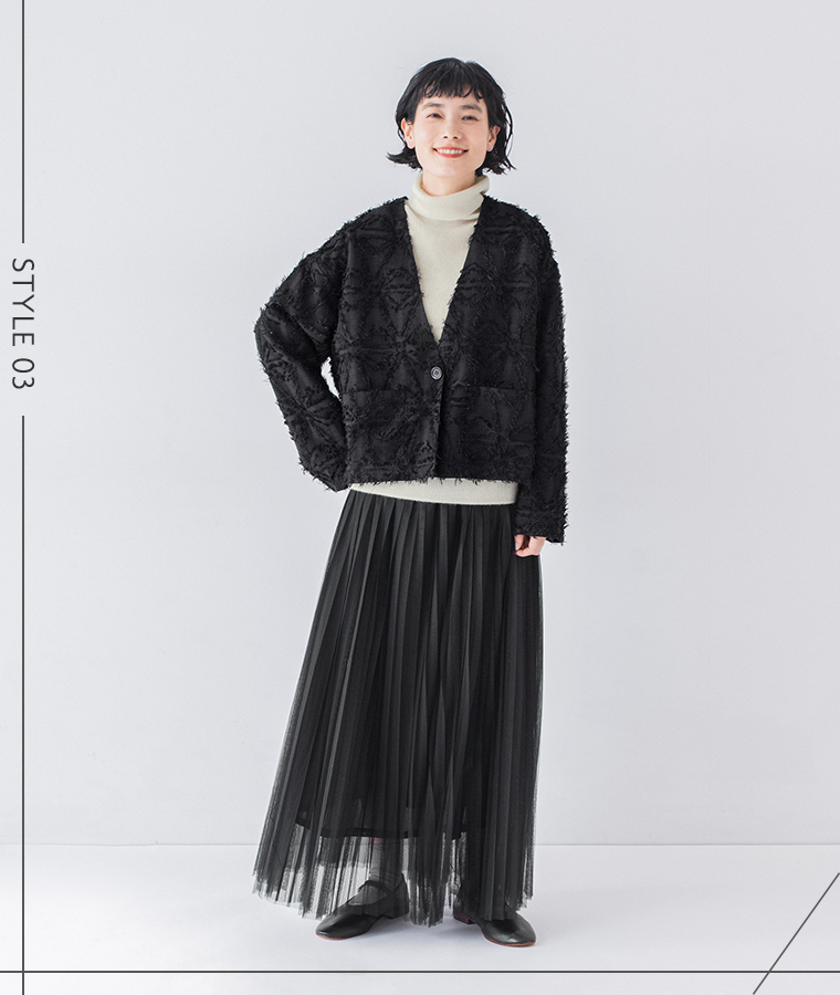 &yarn ジャカードジャケット スカートスタイル