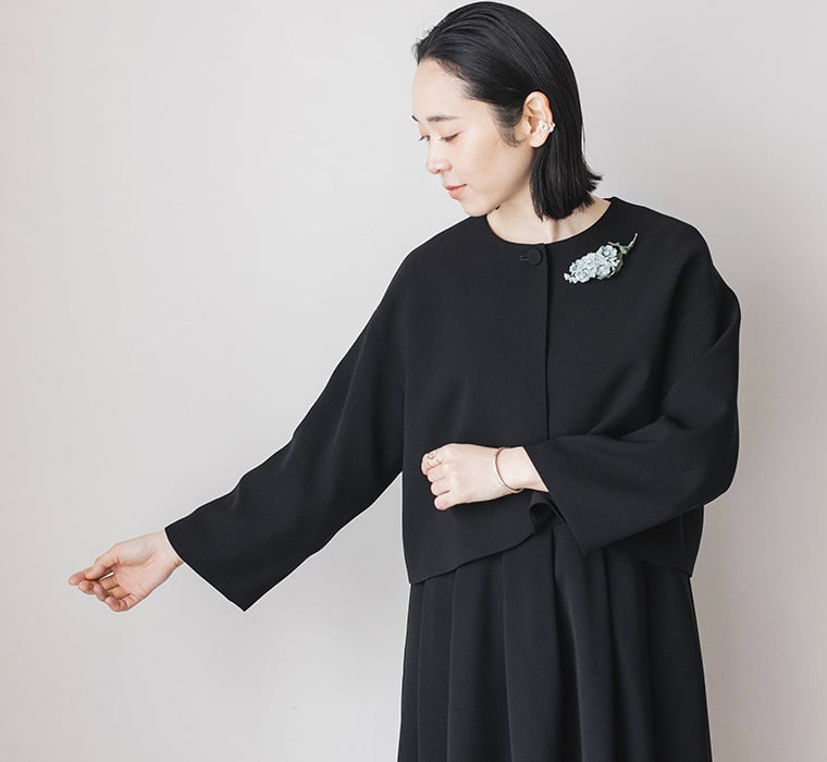 Luuna miu 【慶弔両用】大切な日のジャケット＆ワンピースセット 慶事スタイル ジャケット 袖アップ