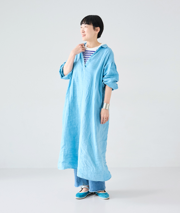 &yarn ボーダープルオーバー スタッフ着用 ブルー アザーコーディネート