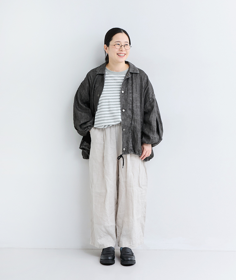 &yarn ボーダープルオーバー スタッフ着用 グレー アザースタイリング