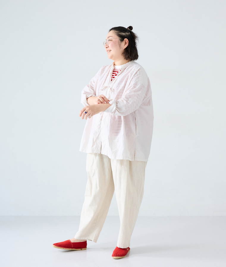 &yarn ボーダープルオーバー スタッフ着用 レッド アザースタイリング