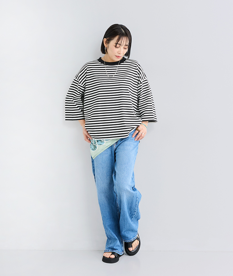 &yarn ボーダープルオーバー スタッフ着用 ブラック アザースタイリング