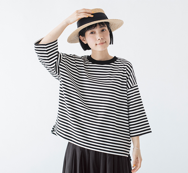 &yarn 1枚で着映えるワイドプルオーバー ブラック 上半身寄り