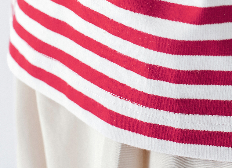 &yarn 1枚で着映えるワイドプルオーバー レッド 裾寄り