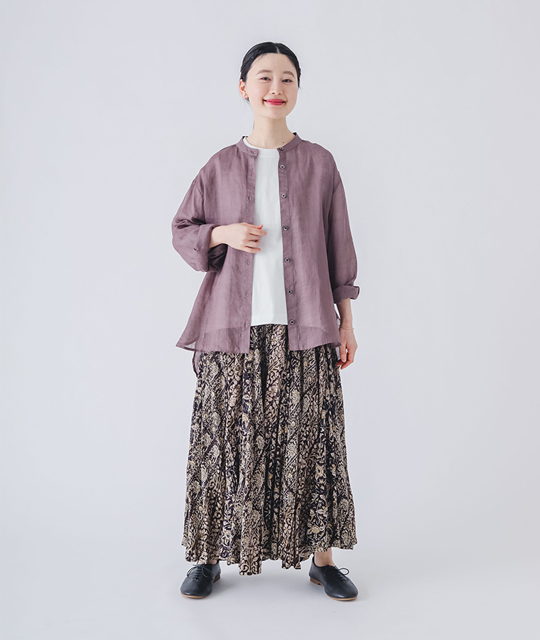 &yarn 1枚で着映えるワイドプルオーバー 無地　上半身寄り