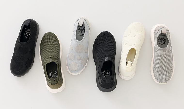 ニット編みスニーカー＆ドットスリッポンスニーカーのカラーバリエーションの全体カット