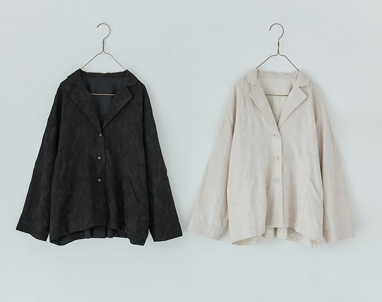 le ciel a temps doux ボタニカル柄ジャカードワイドジャケット 吊るし画像