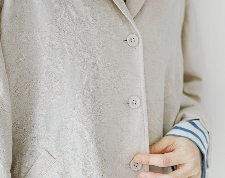 le ciel a temps doux ボタニカル柄ジャカードワイドジャケット キナリ 生地寄り