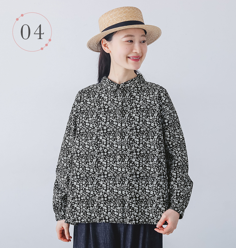 SUN VALLEYの32×30コットンリネン平織シャツを着用したモデルの正面上半身カット