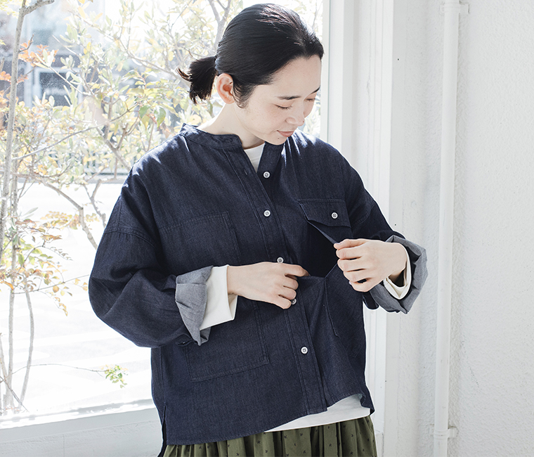 NORTHERN TRUCK デニムシャツのコーディネート ポケット寄り