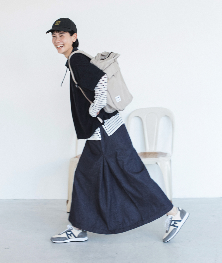 NORTHERN TRUCK デニムスカート  ボーダースタイリング 全身横