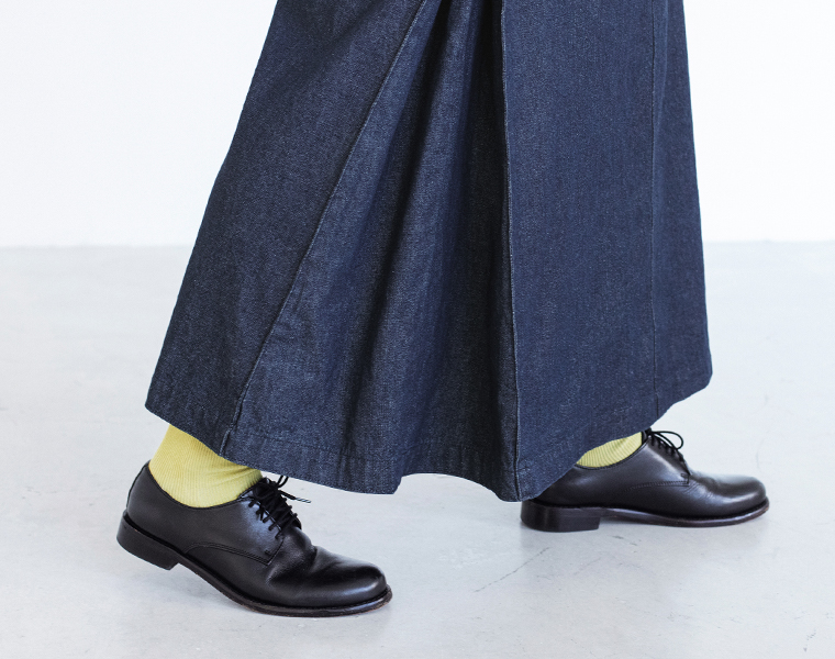 NORTHERN TRUCK デニムスカート  チェックスタイリング 裾寄り