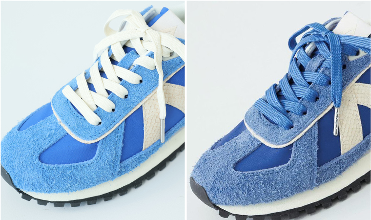 GATE レトロスニーカー ホワイト、オーク、グリーン、ブルーの各カラーの単体カット