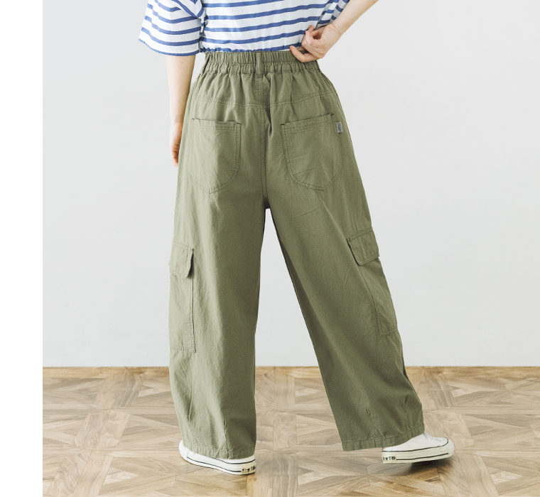 NORTHERN TRUCK カーゴバルーンパンツ カーキ バックスタイル ウエストゴム ポケット付き