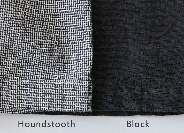 Bliss bunch コットンリネン サロペット 生地アップ ハウンドトゥース ブラック 素材感