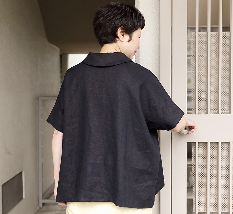 homeworking リネンポロプルオーバー 後ろ寄り