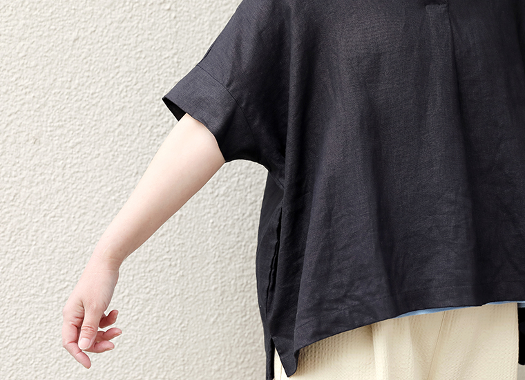 homeworking リネンポロプルオーバー 袖寄り