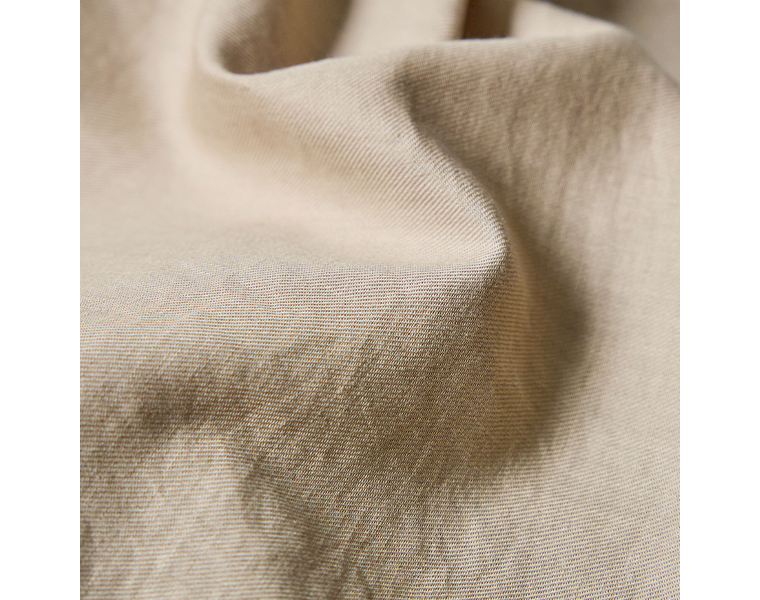 ichi コットンリネン袖リブプルオーバーブラウス ベージュの生地感がわかる接写