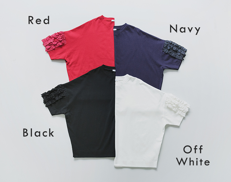 着るだけでサマになる フリル5分袖Tシャツの置き画