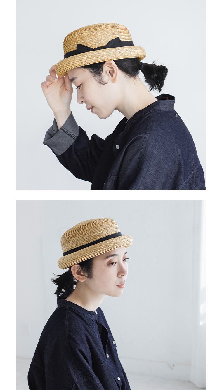 田中帽子店 ブレアを被った上半身寄り横と斜め前