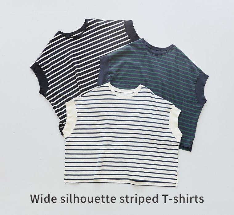 ワイドシルエットボーダーTシャツ3色の平置きカット
