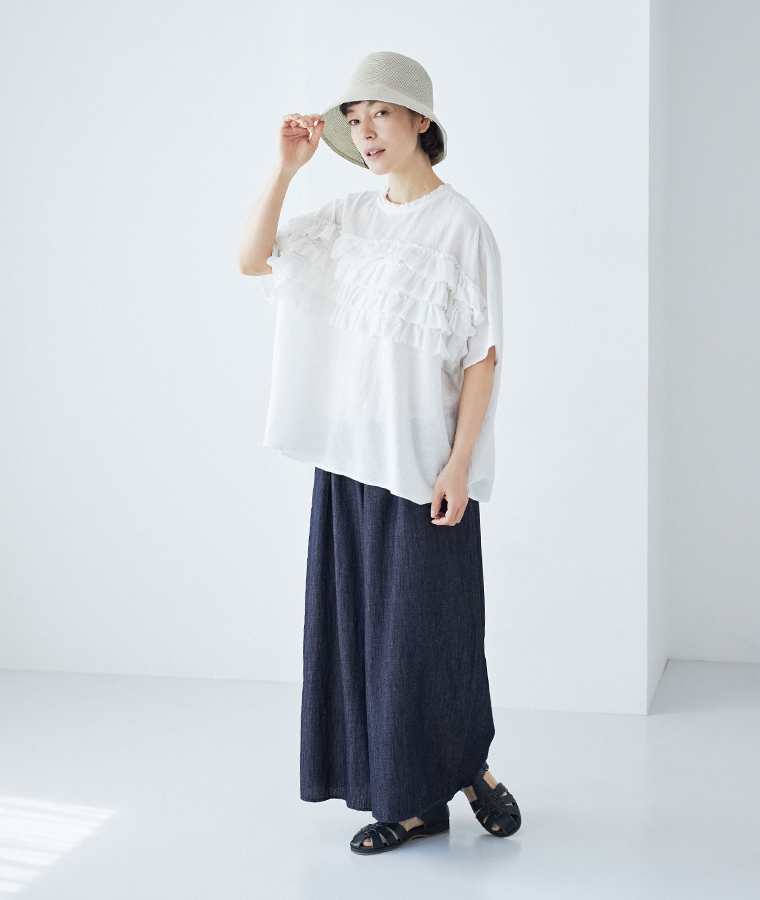 odds WASHABLE HAT 26'(モス)着用の全身コーディネート