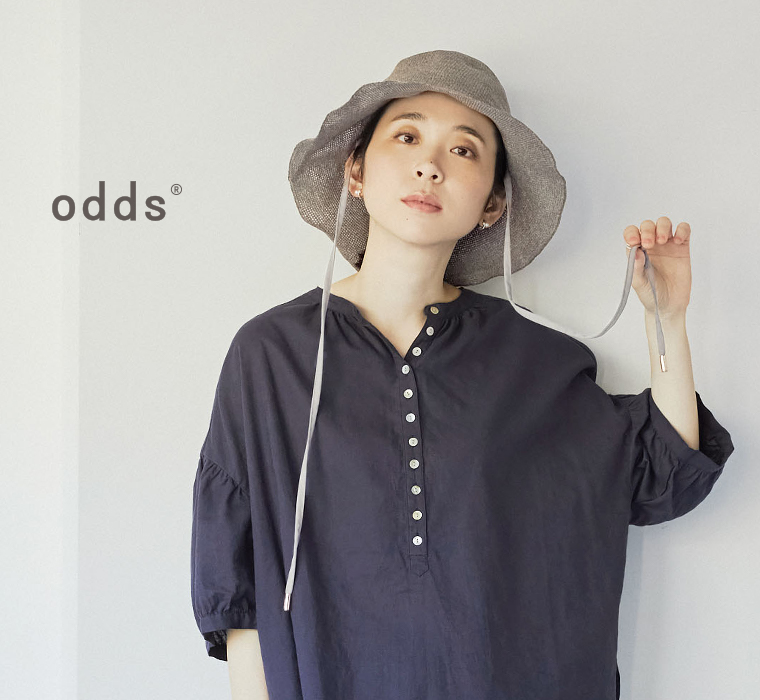 odds PLAIN RIBBON HAT 26'(グレーミックス)着用の上半身寄りカット