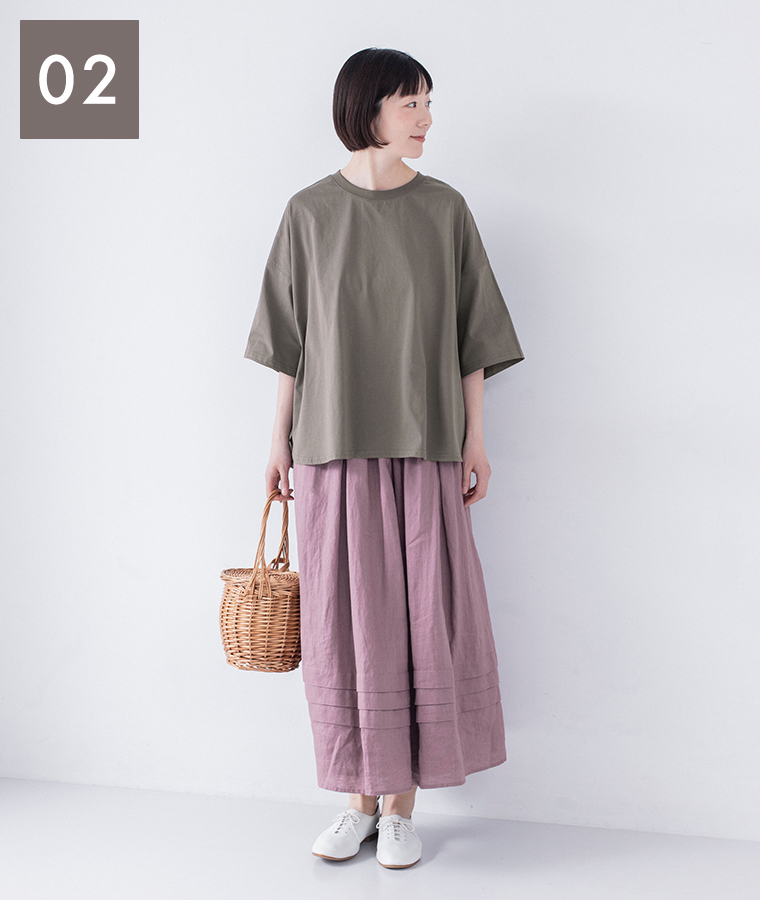 &yarn 接触冷感シルケット裾ラウンドプルオーバー モカ