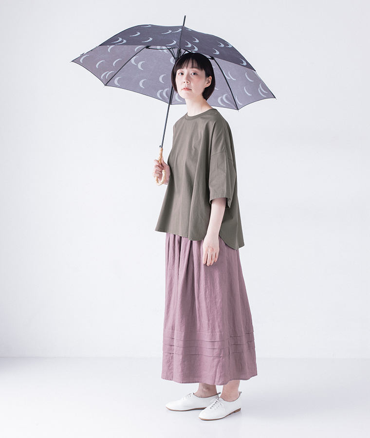 &yarn 接触冷感シルケット裾ラウンドプルオーバー モカ 全身 UVカット