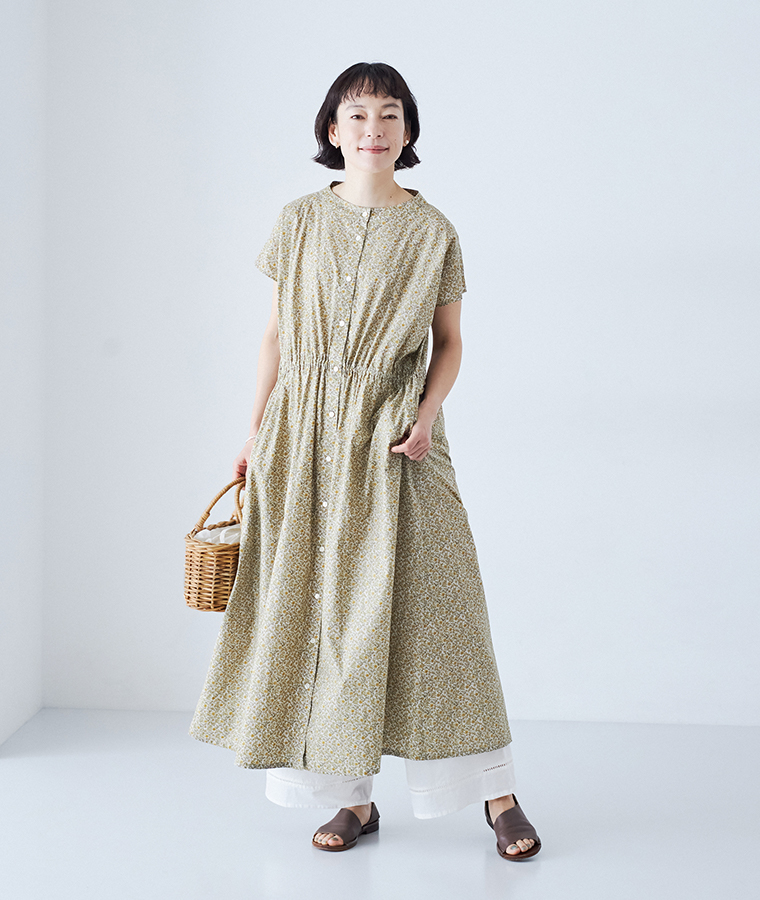 Lintu Laulu はしごレースコットンペチパンツを合わせたワンピースコーディネート