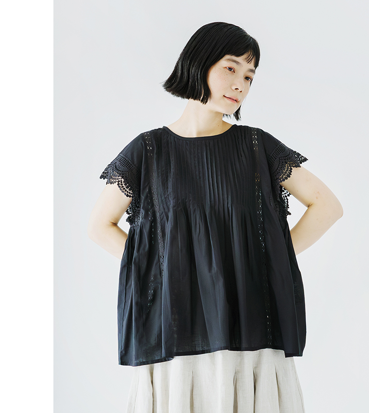 Lintu Laulu  【5月下旬発売予定】レースピンタックブラウス