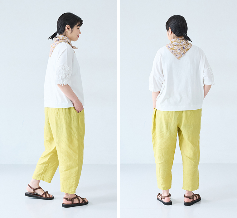 ista-ire よくばりパンツスタッフ着用  160cm以上 レモン 全身横後ろ