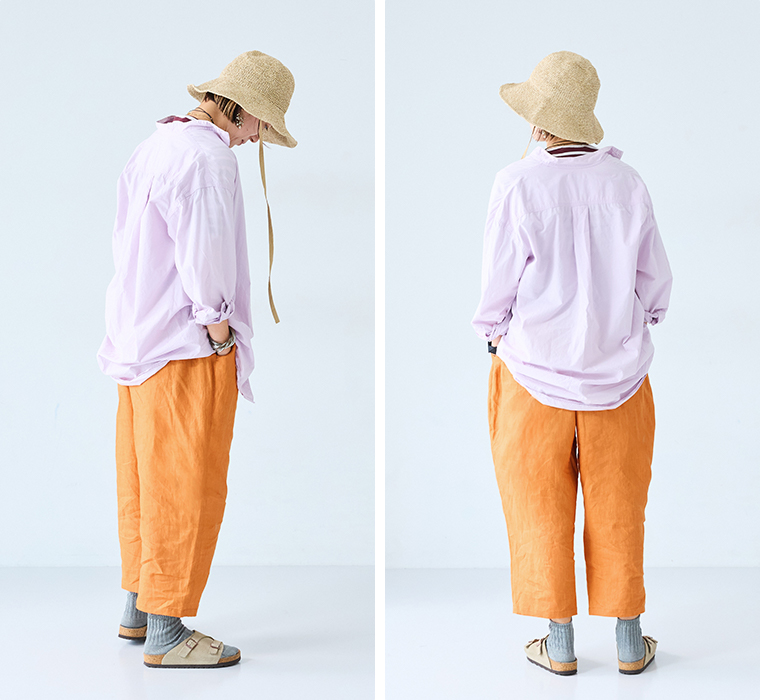 ista-ire よくばりパンツスタッフ着用  160cm以上 オレンジ 全身横後ろ