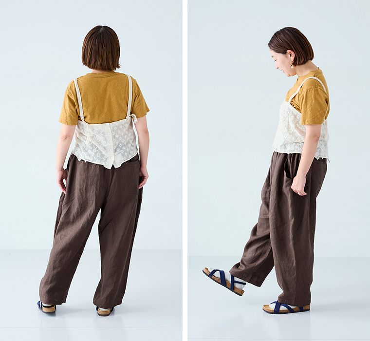 ista-ire よくばりパンツスタッフ着用  155cm以下 コーヒー 全身前