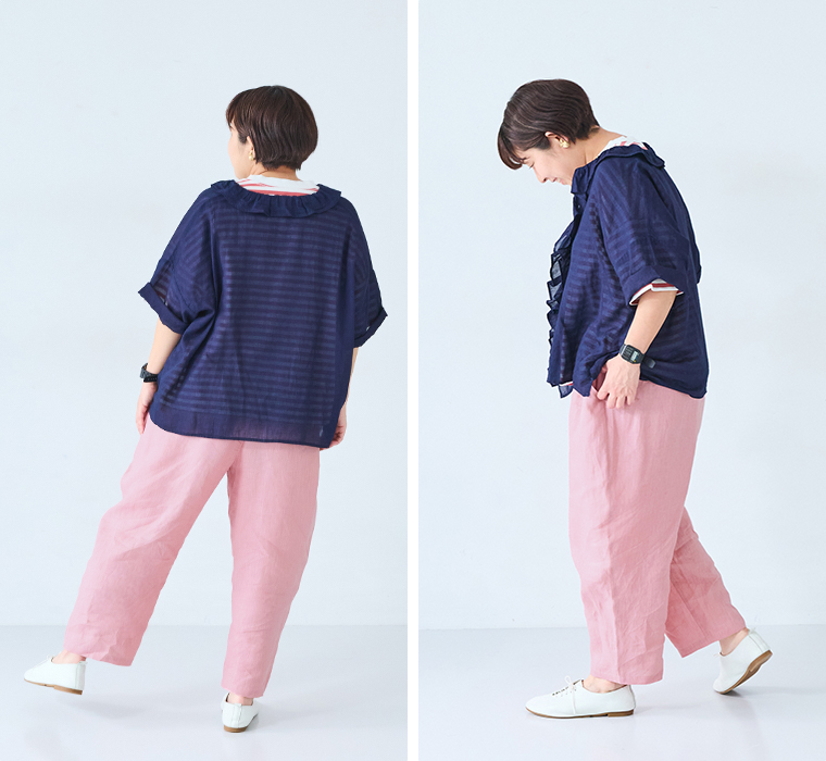 ista-ire よくばりパンツスタッフ着用  155cm以下 モモ 全身横後ろ