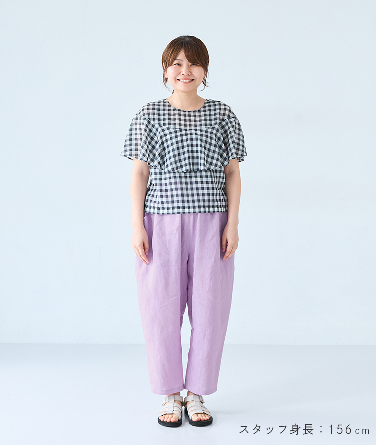 ista-ire よくばりパンツスタッフ着用  155cm～160cm ラベンダー 全身前