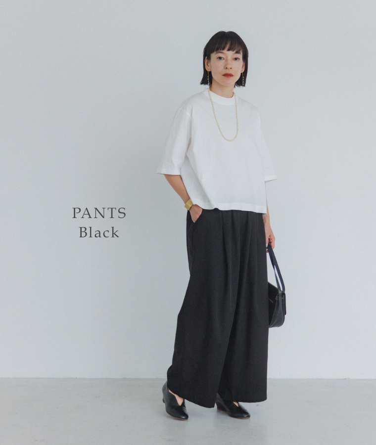 玄長なおこさんコラボパンツ(ブラック)着用の全身コーディネート